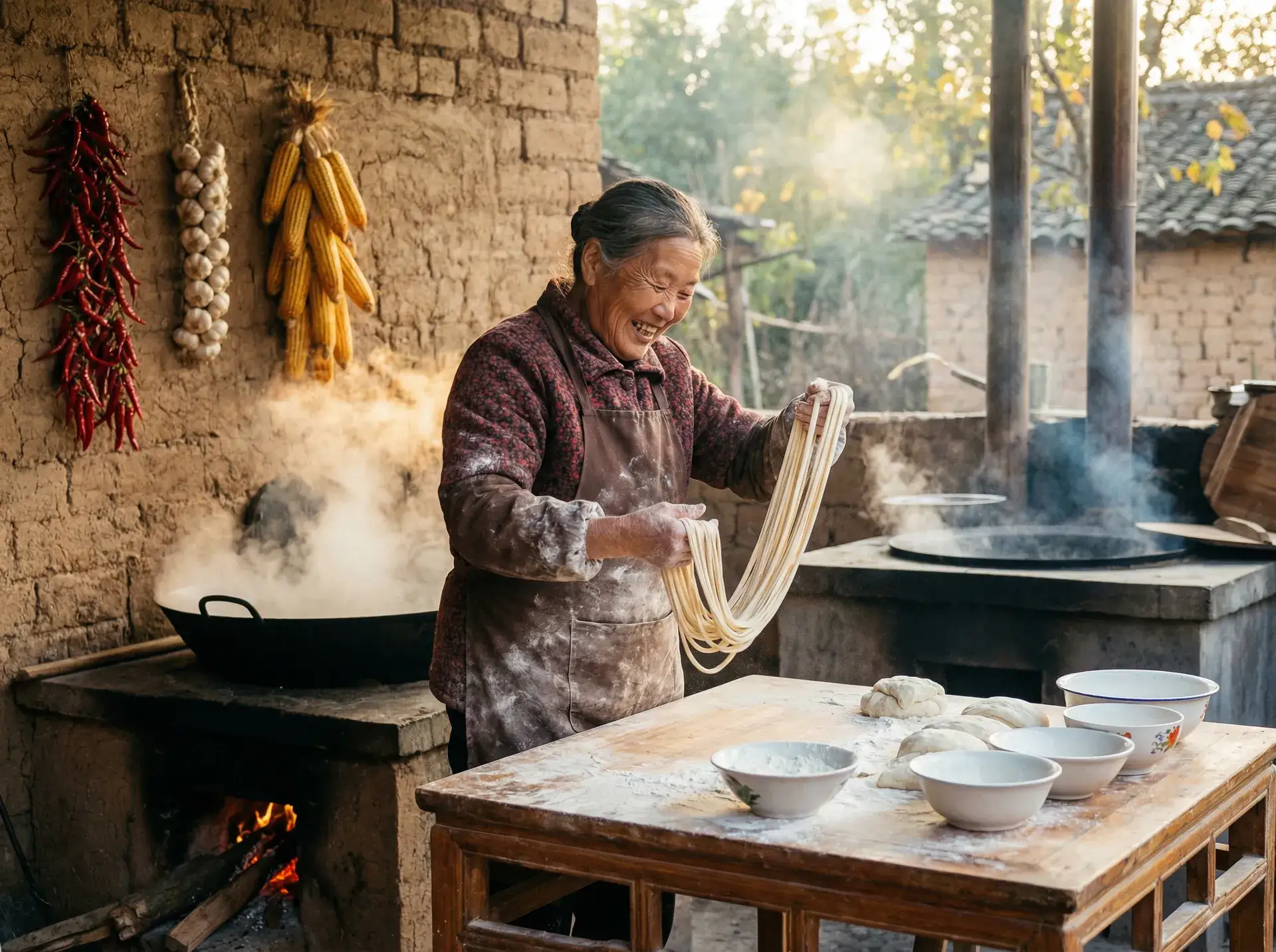 农家大嫂手擀面 - 势不两立电视剧 乡村美食